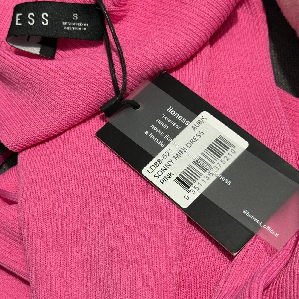 LIONESS Sonny Ribbed Twist Neck Mini Body Dress in Pink - Picture 4 of 4